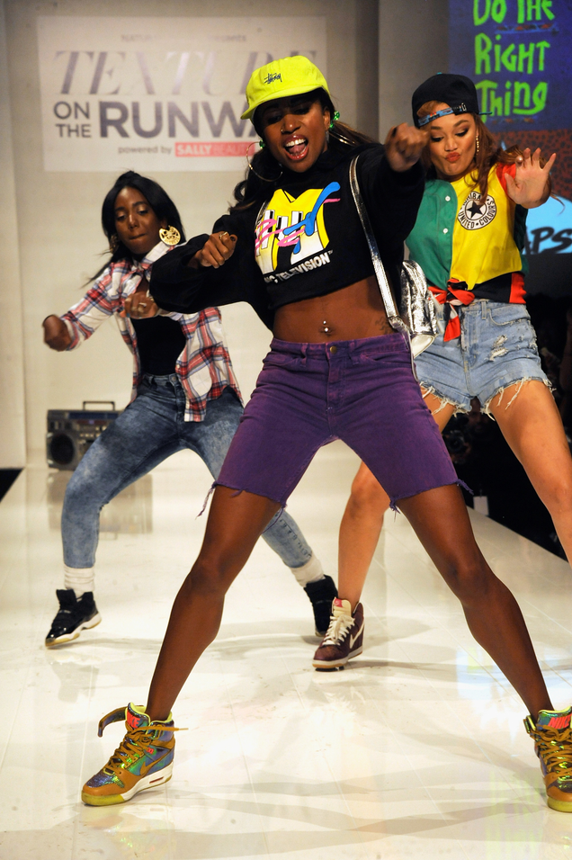Dancers perform on the runway during “Texture on the Runway,” presented by NaturallyCurly, on Sept. 7, 2017, in New York City. (Rabbani and Solimene Photography/Getty Images for NaturallyCurly)